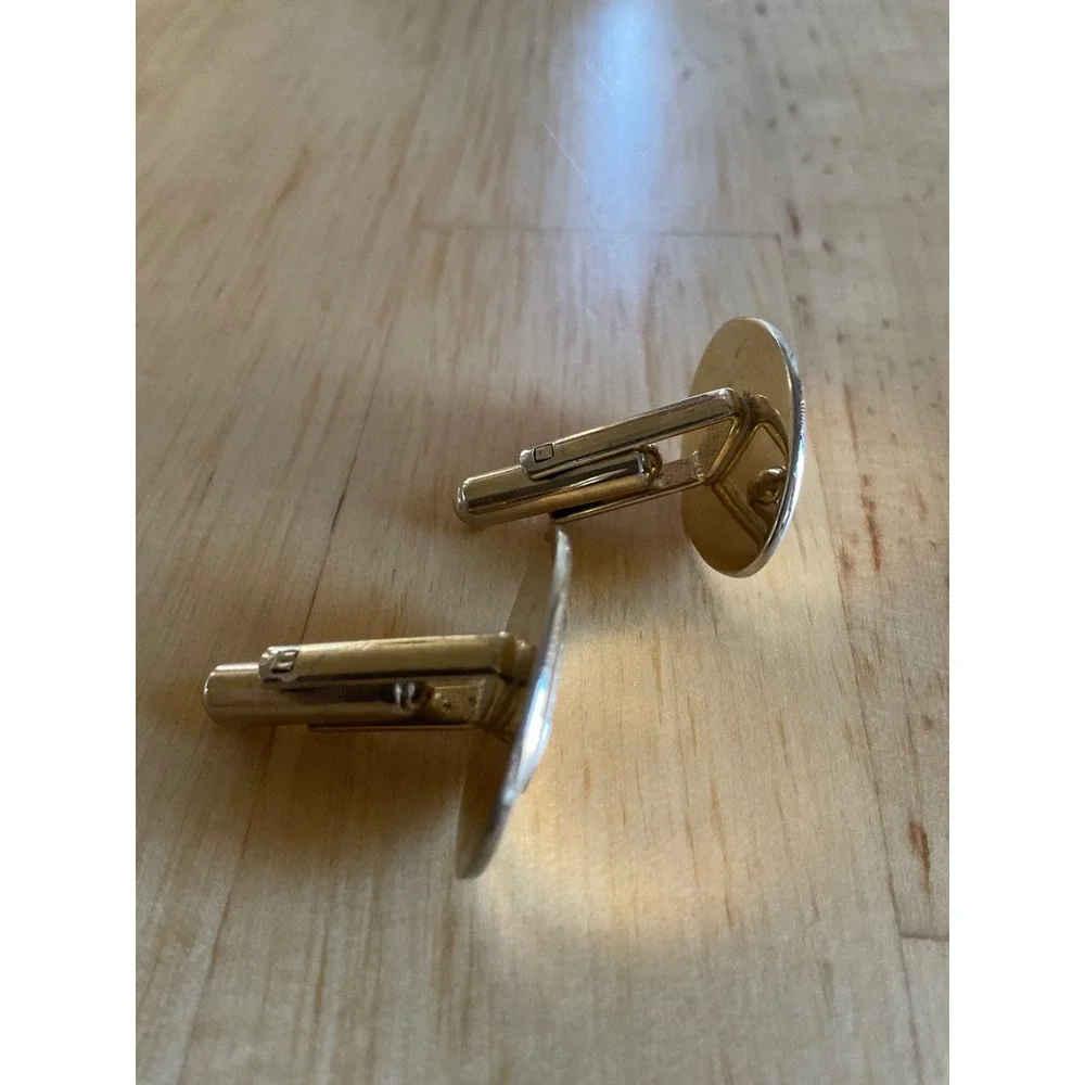 Vintage DuPont Two Tone Oval Cufflinks Gold Silver Tone Logo Corporate Mens